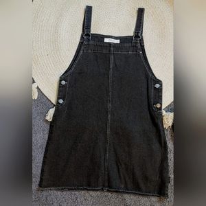 NWOT SMALL Black Denim Overall Dress